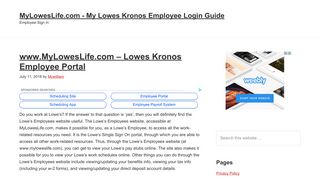 MyLowesLife.com - My Lowes Kronos Employee Login Guide
