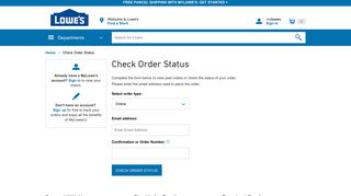 Check Order Status - Lowe's