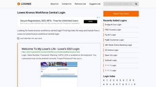 Lowes Kronos Workforce Central Login
