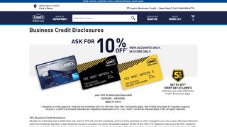 Business Credit Disclosures - Lowe's for Pros