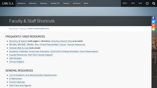 Faculty & Staff Shortcuts - Loyola Marymount University