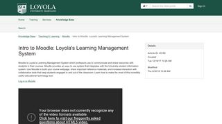 Article - Intro to Moodle: Loyola's L... - TeamDynamix