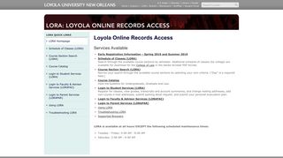 LORA: Loyola Online Records Access - Loyola University New Orleans