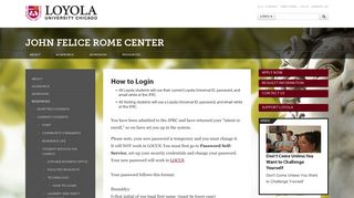 How to Login: John Felice Rome Center: Loyola University Chicago
