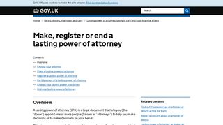 Make, register or end a lasting power of attorney - GOV.UK