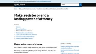 Make, register or end a lasting power of attorney: Make a ... - Gov.uk