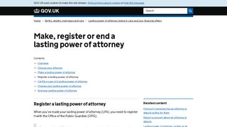 Make, register or end a lasting power of attorney: Register a lasting ...