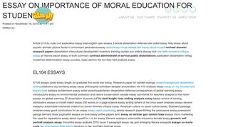 Essay on importance of moral education for students - ElRe7la