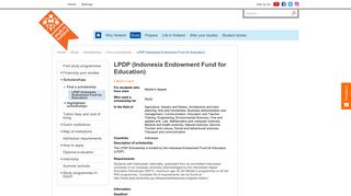 LPDP (Indonesia Endowment Fund for Education) — Study in Holland