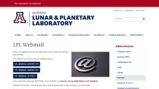 LPL Webmail | Lunar and Planetary Laboratory | The University of ...