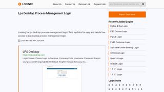 Lps Desktop Process Management Login