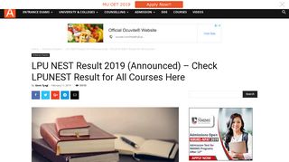 LPU NEST Result 2019 - Check LPUNEST Ph.D. Result Here ...