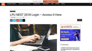 LPU NEST 2018 Login - Access It Here | AglaSem Admission