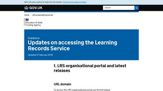 Updates on accessing the Learning Records Service - GOV.UK