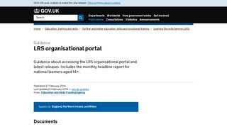 LRS organisational portal - GOV.UK