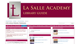Databases - LSA Library Website - LibGuides at La Salle Academy