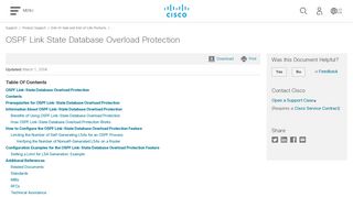 OSPF Link State Database Overload Protection - Cisco
