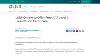 LSBF Online to Offer Free AAT Level 2 Foundation Certificate