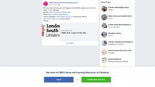 We have had some issues with logging... - LSBU Library and Learning ...