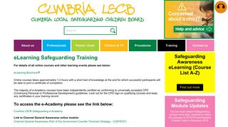 eLearning Safeguarding Training : Cumbria County ... - Cumbria LSCB