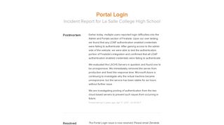 La Salle College High School Status - Portal Login