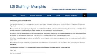 Online Application – LSI Staffing – Memphis
