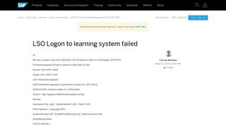 LSO Logon to learning system failed - archive SAP