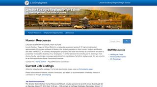 LSRHS | L-S Employment - Lincoln-Sudbury Regional High School
