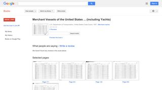 Merchant Vessels of the United States ... (including Yachts)