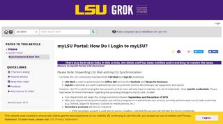 myLSU Portal: How Do I Login to myLSU? - GROK Knowledge Base