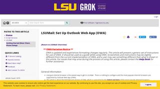 LSUMail: Set Up Outlook Web App (OWA) - GROK Knowledge Base