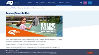 Tennis for Kids 2018 Coaching | LTA