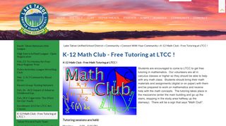 K-12 Math Club - Free Tutoring at LTCC ! - Lake Tahoe Unified School ...
