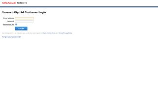 Invenco Pty Ltd Customer Login - NetSuite