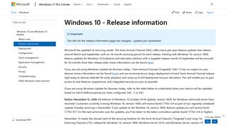 Windows 10 - release information | Microsoft Docs