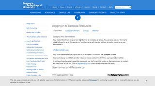 Usernames and Passwords - Lawrence Technological University