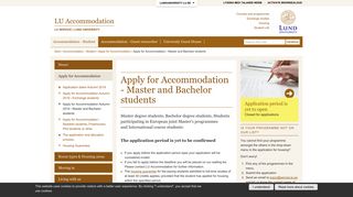 Apply for Accommodation - Master and Bachelor students | LU ...