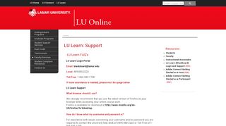LU Learn: Support - Lamar University