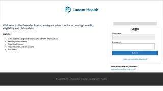 Login - Lucent Provider Portal