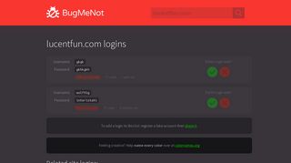 lucentfun.com passwords - BugMeNot