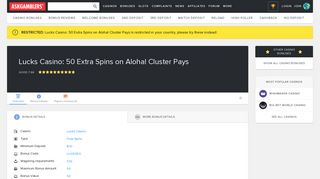 Lucks Casino: 50 Extra Spins on Aloha! Cluster Pays Free Spins ...