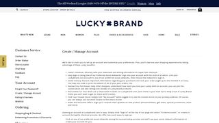 Create / Manage Account - Lucky Brand