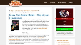 Lucky Club Casino Mobile – Play at your Convenience