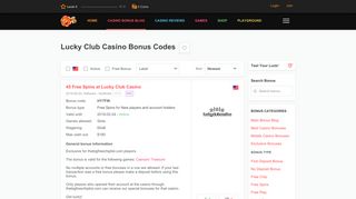 Lucky Club Casino Bonus Codes - thebigfreechiplist