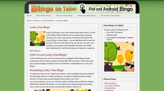 Lucky Cow Bingo | Play on Tablet, Get FREE Spins! - Bingo on Tablets