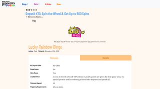 Lucky Rainbow Bingo Review | Play Fun Bingo Games On Site
