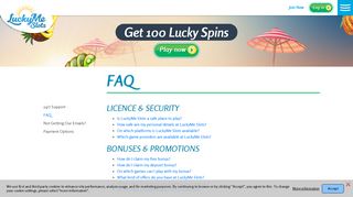FAQ - Play Online Slots & Casino Games | 100 Lucky Spins Welcome ...