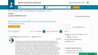 Lucky Vitamin.com | Complaints | Better Business Bureau® Profile