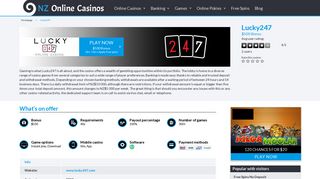 Lucky247 Casino NZ Review - Up to $500 Bonus - Daily Deal Offered