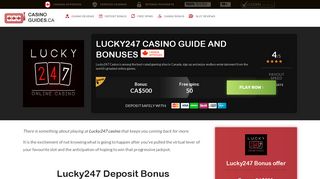 Lucky247 Bonus - Get CA$500 and 50 Free Spins here - Online casino